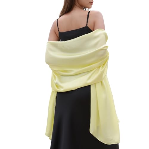 Womens Scarf Pashmina Shawls and Wraps for Evening Dresses Like Chiffon Silk Scarf for Bridal Weddings Yellow