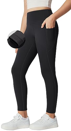 IUGA Girls Fleece Lined Leggings High Waisted Yoga Pants with Pockets Winter Leggings for Girls Athletic Warm Leggings