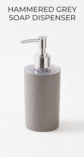 Image of Italian Design Liquid Soap Dispenser| Sanitizer Dispenser | Lotion Dispenser | Shampoo Dispenser | Handwash Bottle | Metallic Grey Finish, 350ml (Grey)