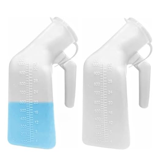 YUMSUM Thick Firm Male Urinal Urine Bottle with Lid 32oz./1000mL (White)pack of 2,