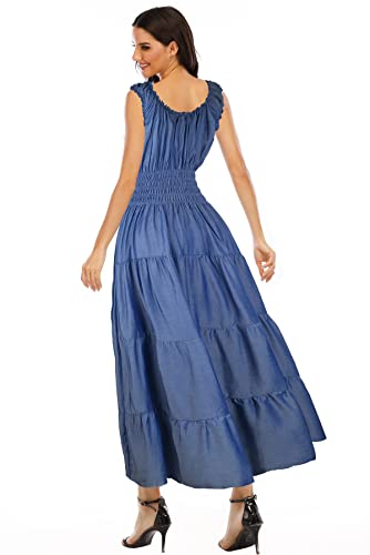 Image of OSTOO Women's 2026 Summer Boho Floral Print Tiered Casual Flowy Long Maxi Dress