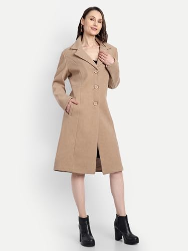 Image of HAUTEMODA Women's Winter Coat Trench Long Sleeves Over Coat With Pocket single Breasted