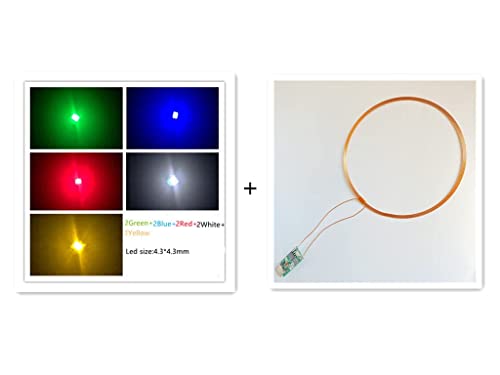 Image of Taidacent Type-C 50mm Remote Wireless LEDs and Coil Inductive Induction Led Lamp Light Up Wireless Charger /Charging Kit for Model Decoration Magical Toys (10PCS 4.3MM Multi Color LEDs + Coil)