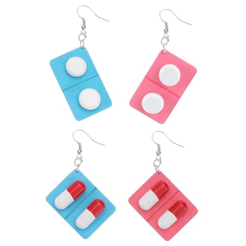 VANZACK 2組 木製カプセル形状ダングルイヤリング レディース用クリエイティブペンダント耳アクセサリー で軽量ファッションジュエリー