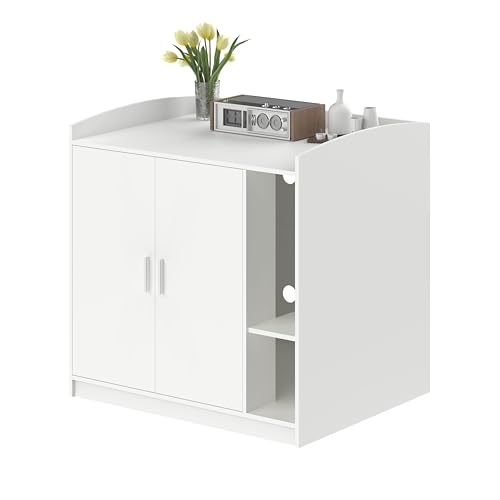Amunrbrek Extra Large Cat Litter Box Enclosure with Dog-Proof Shelf - Designed for Self-Cleaning & XXL Litter Boxes, Fits Litter Robot 3/4 (White)