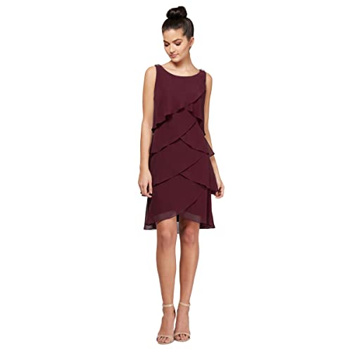 Image of S.L. Fashions Womens Tiered Cocktail Party Dress, Wedding Guest Gown (Petite and Regular Sizes)