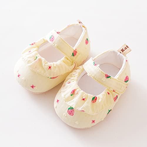 Newborn Baby First Walking Shoes Strawberry Graphic Ruffle Soft Non-Slip Sole Flat Lightweight Princess Sneakers2
