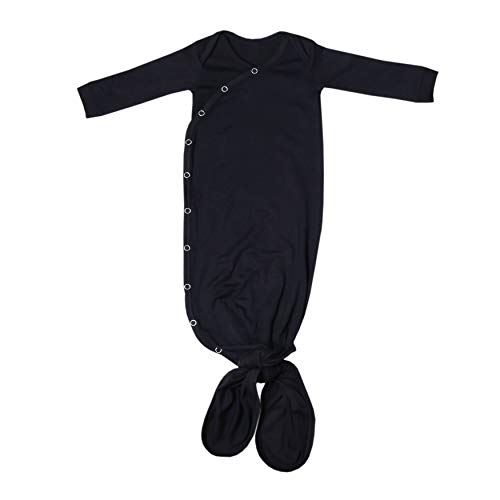 Image of Copper Pearl Baby Gown - Knotted Newborn Sleepers for Baby Boy and Girl, Soft Stretchy Long Sleeve Infant Gowns with Bottom Tie and Hand Mittens, Perfect Hospital Coming Home Outfit (Midnight)