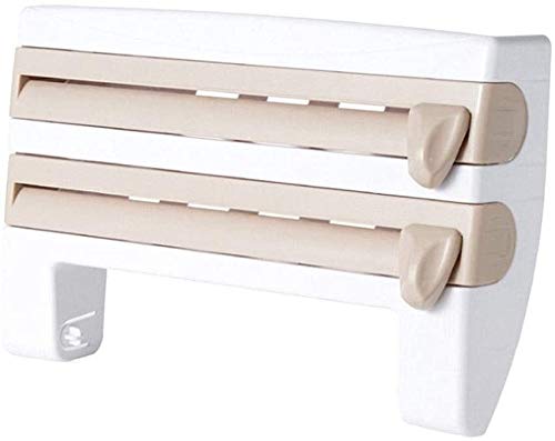 Rack de película de cocina con cortador que soluciona la falta de espacio en la pared