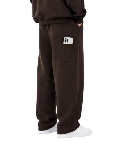 Image of 320 GSM Heavyweight Baggy Track Pants for Men | Oversized Fleece Sweatpants | Relaxed Fit Joggers with Deep Side Pockets | Winter Casual Lounge Wear | Elastic Waist with Drawstring