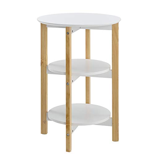 [en.casa] Mesa Auxiliar con 3 Compartimentos - 60x40x40cm - Blanco