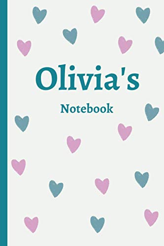 Olivia's Notebbok: Olivia Personalised Name Notebook - Drawn hearts 120 (Pages 6 x 9 inches)
