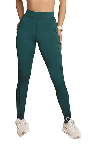 Image of Mehrang Women's Gym Wear Tights | Track Pants with Mesh Insert & Side Pockets : Ideal for Active Wear, Yoga & Workout | Stretchable Gym Pants for Women & Tights for Women