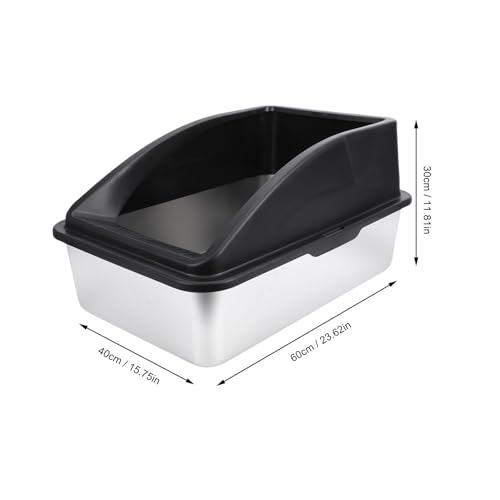Caja sanitaria para gato acero inoxidable con tapa abierta miniatura 2