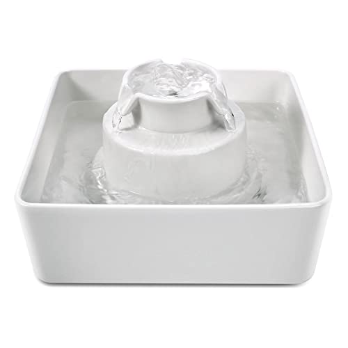 GISOFIK 71oz/2.1L Ceramic Cat Water Fountain, Automatic Dog Water Fountain with 3 Water Flows, Ultra-Quiet Cat Water…