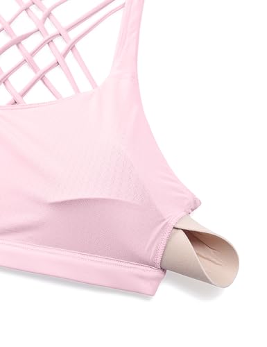 Image of CRZ YOGA Naked Feeling Strappy Sports Bras for Women - Criss Cross Back Wireless Padded Cami Yoga Workout Top