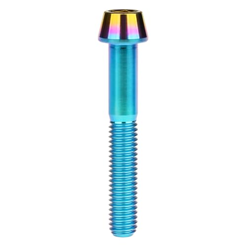 Image of Titanium Ti Bolt M5x9 16 18 20 25 30 35 40 45 50 55 60mm Tapered Head Screws Pack of 4 (M5x40mm, Iridescent Blue)