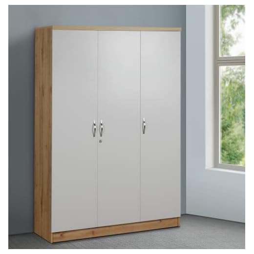 DeckUp Plank Uniti 3-Door Engineered Wood Wardrobe (Wotan Oak and White, Matte Finish)