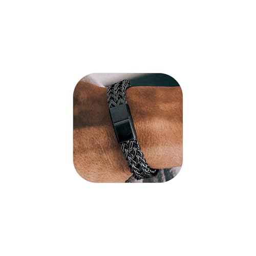 Richsteel Bracelets for Men 6mm/10mm/12mm Width Stainless Steel With Sturdy Clasp Franco Curb Chain Mens Bracelet 7.4/8.2/9 Inches Length