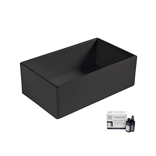 Sinkology SK499-30FC-MB-AMZ Austen Farmhouse 30 in. Single Bowl Summer Night Matte Black Care IQ Kit Fireclay Kitchen Sink