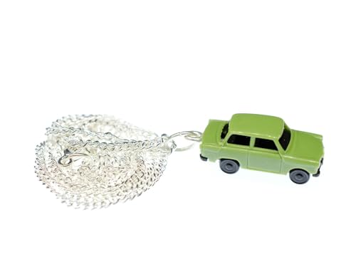 Chaîne à maillons argenté avec collier Trabi vert, le cadeau idéal