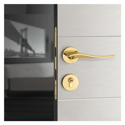 Cerradura de puerta moderna dorada de madera maciza dividida para interior 4