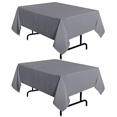 Image of sancua 2 Pack Light Grey Tablecloth 54 x 54 Inch, Stain and Wrinkle Resistant Square Table Cloth - Washable Polyester Table Cover for Dining Tables, Buffet Parties and Camping