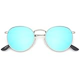 livho Trendy Polarized Round Sunglasses Women Trendy Polarized Sunglasses for Women Men Retro Round Mirrored Sun Glasses UV Protection