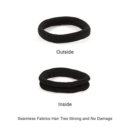 HOYOLS Seamless Hair Ties, Soft Cloth Fabric Black Bands - Image 3