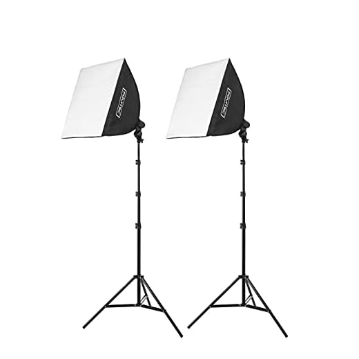 Fovitec - 2-Light 1000W Fluorescent Lighting Kit for Photo & Video with 20"x20" Softboxes, Stands (SPK10-069)