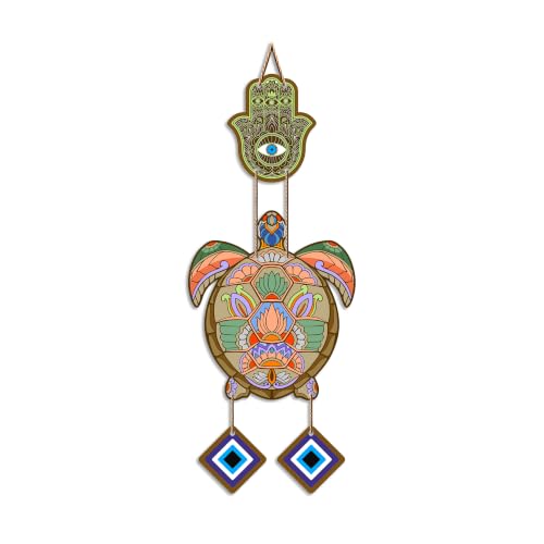 Image of Artvibes Artistic Turtle Wall Hanging for Home Entrance | Nazar Battu MDF Decorative Wall Decor | Vastu Inspired Art for Living Room | Balcony | Office & Hallway | Lucky Charm Gift Item (WH 8543N)