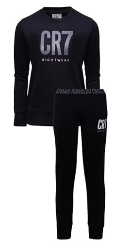 CR7 Boy's Long Sleeve Pyjama Set Pajama, Black, 10