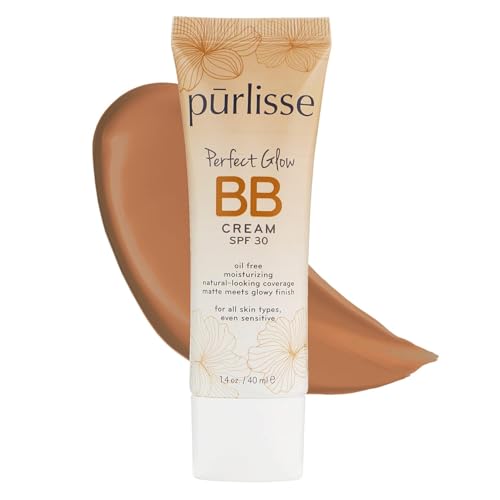 Image of pūrlisse Perfect Glow BB Cream SPF 30 - Luminous Matte Tinted Moisturizer with SPF - Korean Skin Care Formula with Goji & Hawthorn Berry to Hydrate, Brighten & Even Skin - Tan Deep (1.4 oz)