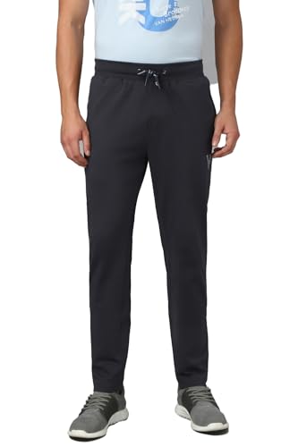 Image of Van Heusen Men's Track Pant | Side Zipper Pockets |Mid-Rise| Comfort Fit | Cotton Blend | Breathable & Casual | Easy Stain Release| Anti-Static Fabric | Activewear | Drawstrings | Style 50052