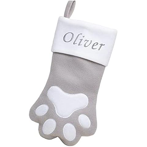 Personalised Pet Christmas Stocking Grey Paw Cover