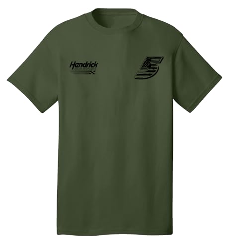 Checkered Flag Sports Kyle Larson 2025 Patriotic Number T-Shirt - Automotive Racing Apparel - Olive Large