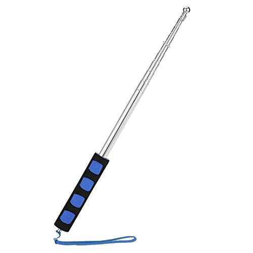 HOLECO Telescopic Flag Extendable Stainless Steel Handheld Pole Portable Teaching Pointer Telescopic Guide Flag Pole for Flags(2m Blue)