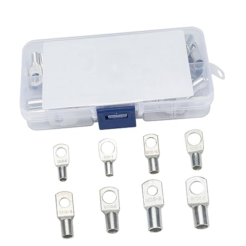 Kit de tubo Hohopeti con 60 conectores de cable de batería plateados para soldar y crimpar