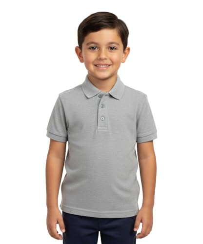 Image of unik Boy's Premium Quality Pique Polo Uniform Shirt Short Sleeve White Sky Blue Navy Hunter Green Burgundy Black Red