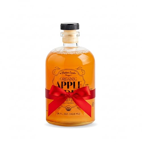 Mother Earth, Organic Apple Cider Vinegar with The Mother, Fresh Pressed Organic Apples, OACV, ACV, Raw, Unpasteurized, Unfiltered (1/14oz Apothecary Glass Bottle with Pour Spout)