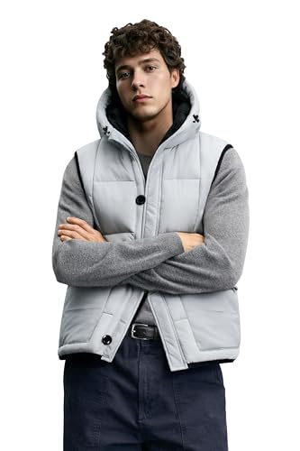 Image of MADHERO Men's Puffer Vest with Hood Water-Resistant Puffy Vests Outerwear Sleeveless Jacket