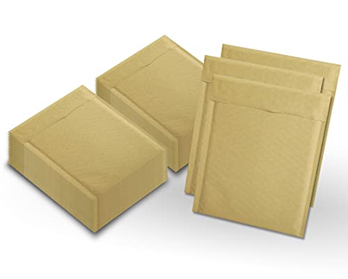 Amiff Pack of 200 Natural Kraft Bubble Mailers 8.5 x 11 Brown Padded Envelopes 8 1/2 x 11 Peel and Seal for Mailing, Shipping, Kraft Paper Cushion Envelopes