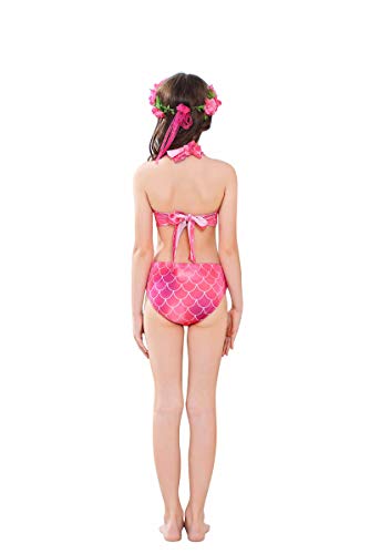 5Pcs Girls Swimsuit Mermaid Tails for Swimming Princess Bikini Bathing Suit Set Can Add Monofin 4T 6T 8T 10T 12T (as1, Age, 12_Years, Pink)