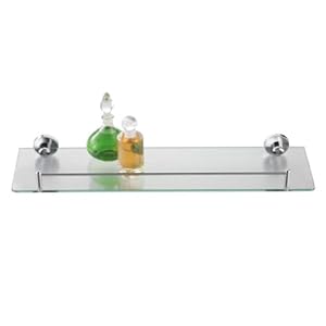 Axxentia Slechte Hoekplank met verchroomde leuning en glazen voet hedendaags 50×14 cm ZILVER