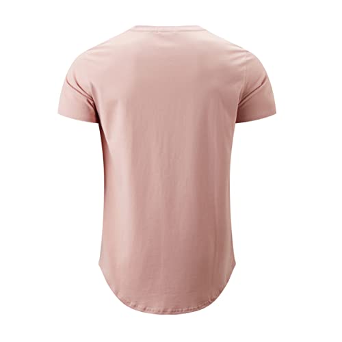 Image of YININF Men's T-Shirts Hipster Short Sleeve Solid Color Crew Neck Cotton Soft Fitted Tees