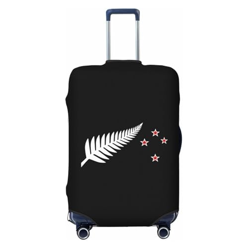 New Zealand Maori Fern Travel Luggage Cover Suitcase Protector Fits 26-28 Inch Case(Black,L)
