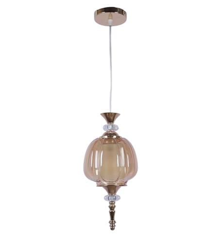 Image of ELIANTE Modern Glass Hanging Light for Living Room & Dining Area | Metal Ceiling Lamp with Elegant Glass Shade | 3 Years Warranty | Free Bulb (Belluno)