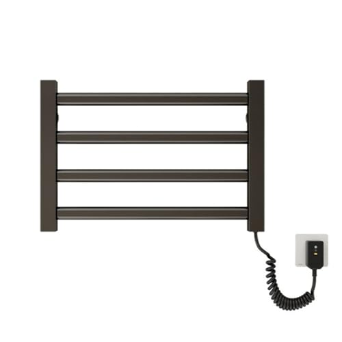 Toallero con calefacción Inteligente, radiador montado en la Pared con toallero de 80 W con Temperatura Constante, radiador eléctrico pequeño para toallero para baño, 4 Barras Black Right Line
