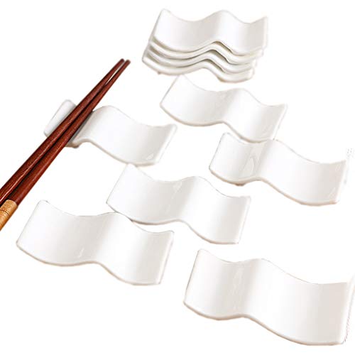 Woonsoon Ceramic Chopsticks Rest Rack Set of 10pcsChinese Style Dinner Spoon Stand Knife Fork Holder Porcelain Chopsticks Stand