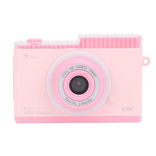 Appareil Photo Numérique, Appareil Photo HD 1080P 48MP avec écran IPS 2,4 Pouces, Zoom 8X, 3 Lumières D'appoint, Fonction de Lecture Externe MP3, Jeux Multiples pour Enfants (Pink)